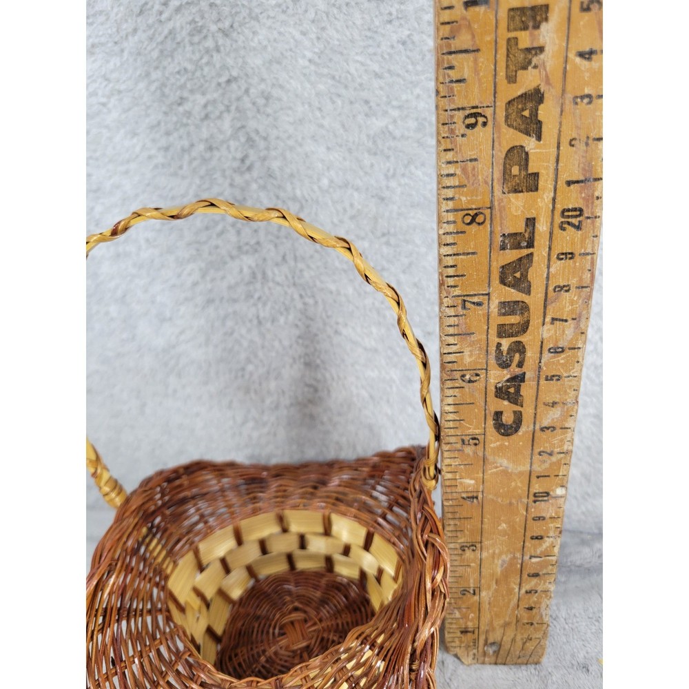 Wicker Flower Basket Handle Small Woven Easter Spring Decoration