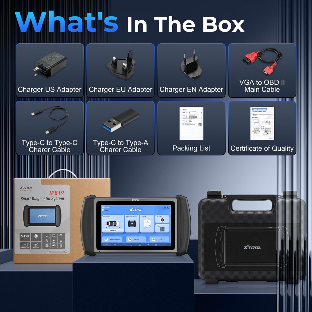 XTOOL IP819 Bidirectional Coding Scanner Full System Diagnostic Tool 39+ Reset