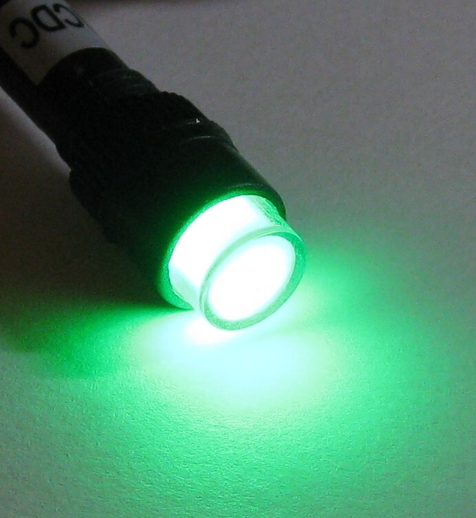 Panel Mount Round Mini LED 8 mm 12 V AC / DC Indicator - Green - Plastic Case