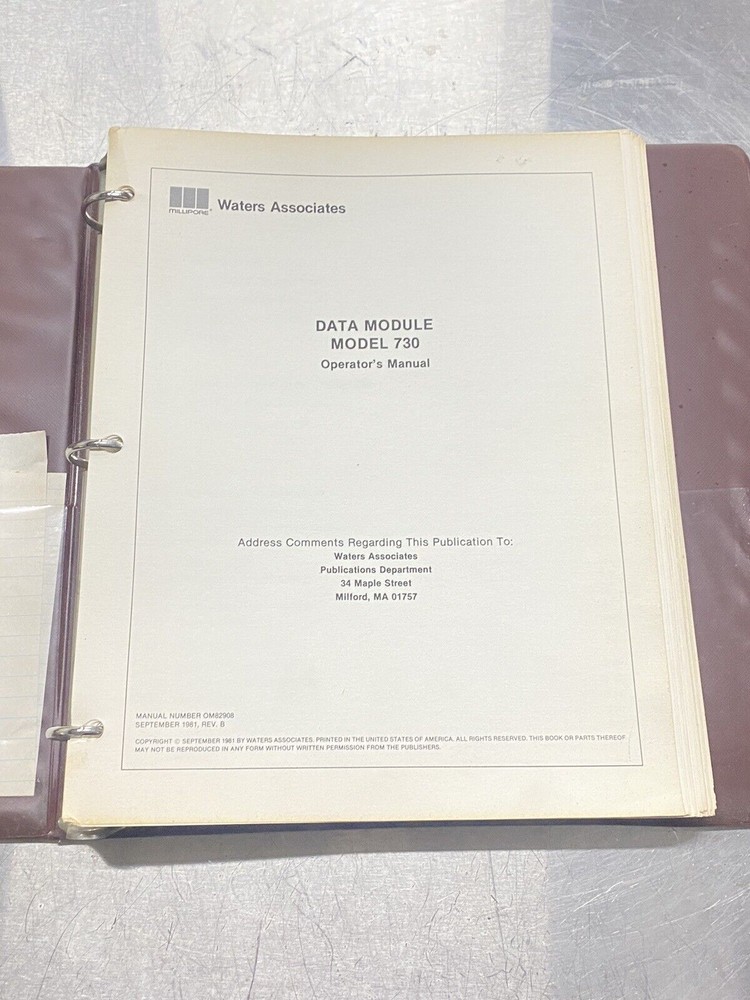 Waters Data Module M730 - Users Guide / Instructions Manual