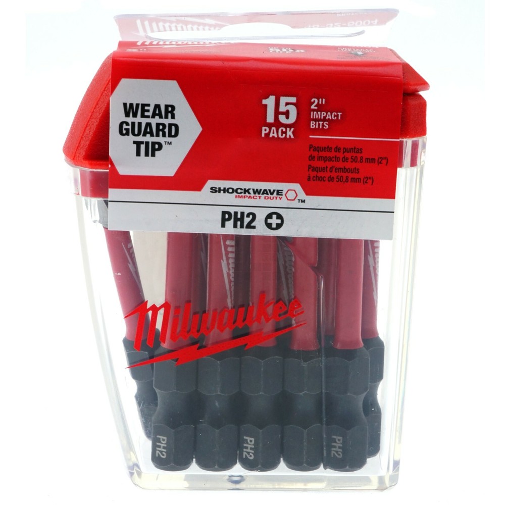 Milwaukee 48-32-5004 PH2 2" SHOCKWAVE Impact Duty Philiips Bits (15 Pack)