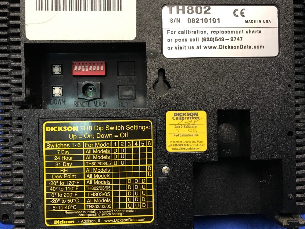 Dickson TH802 Circular Chart Recorder 2-Pen