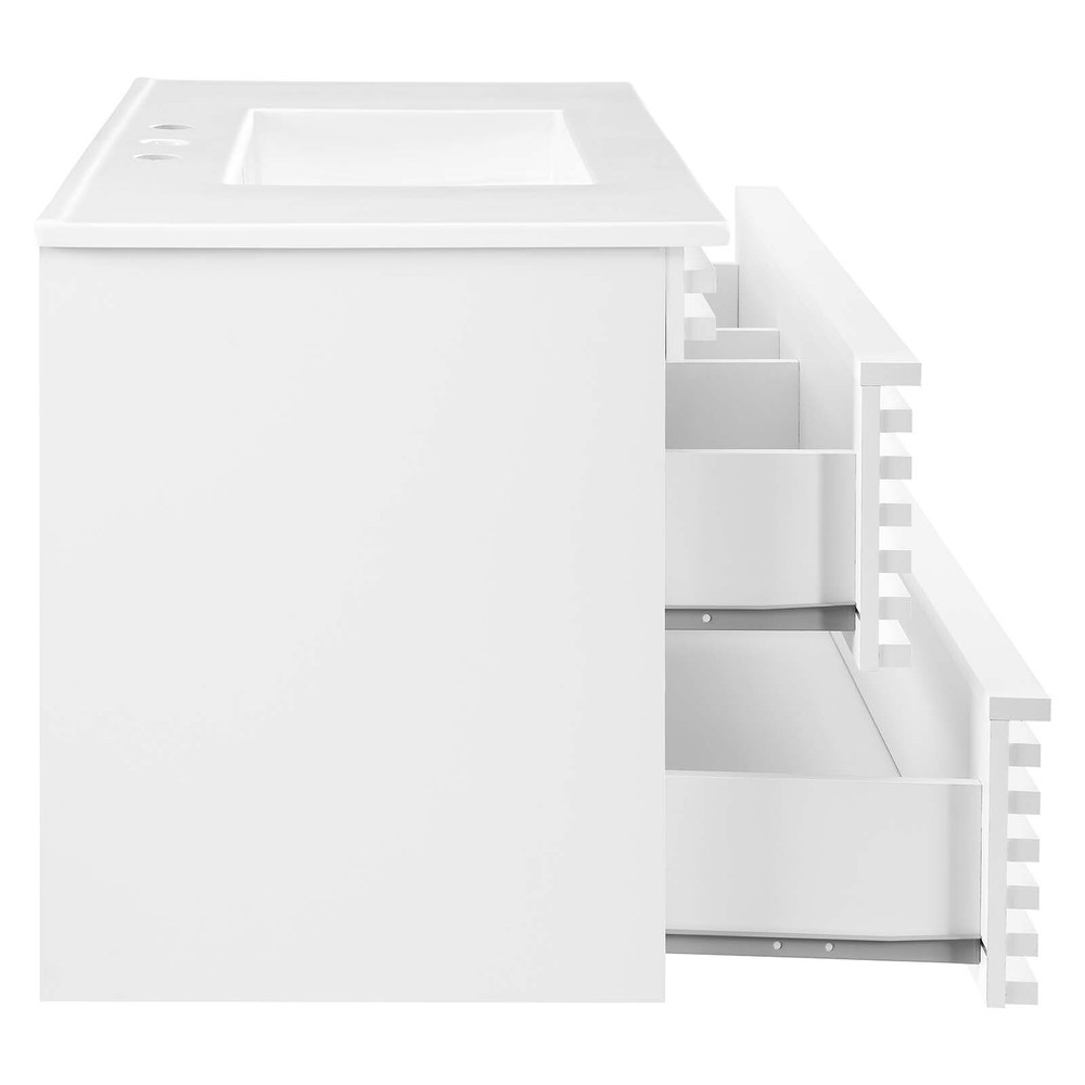 Modway Render 36" Wall-Mount Bathroom Vanity in White White