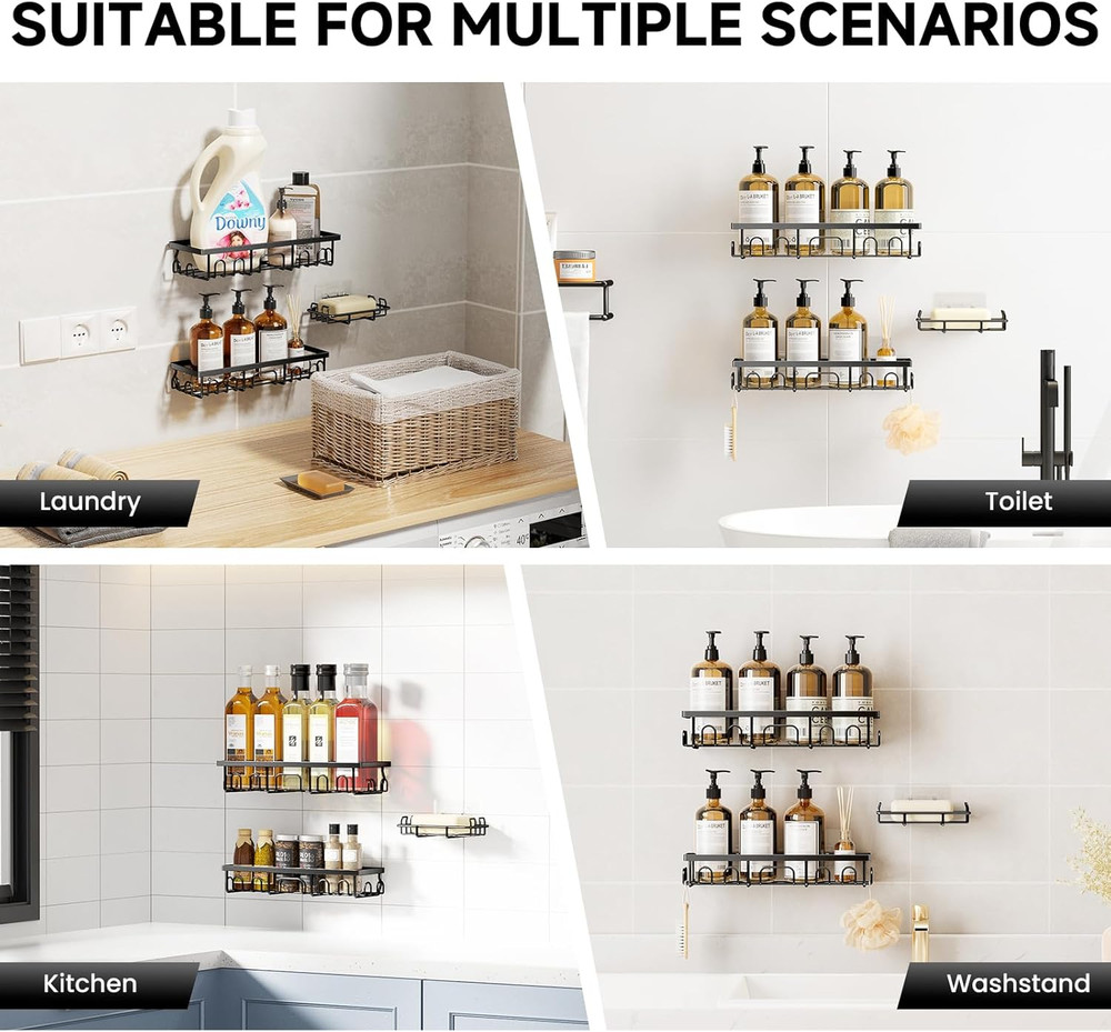 Shower Caddy, 3 Pack Shower Shelves for Inside Bathroom, Rustproof Adhesive Bath