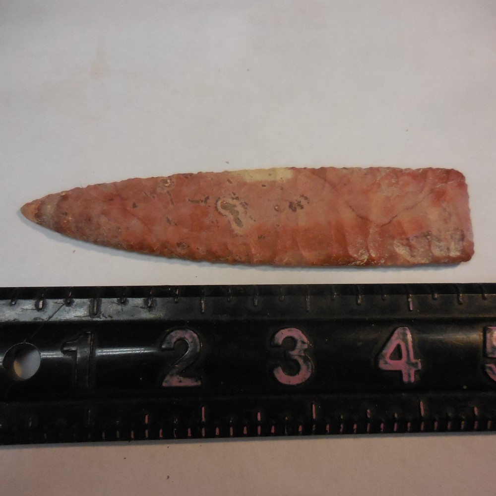 RED JASPER AGATE BASIN POINT--CLASSIC FORM AND FLAKING