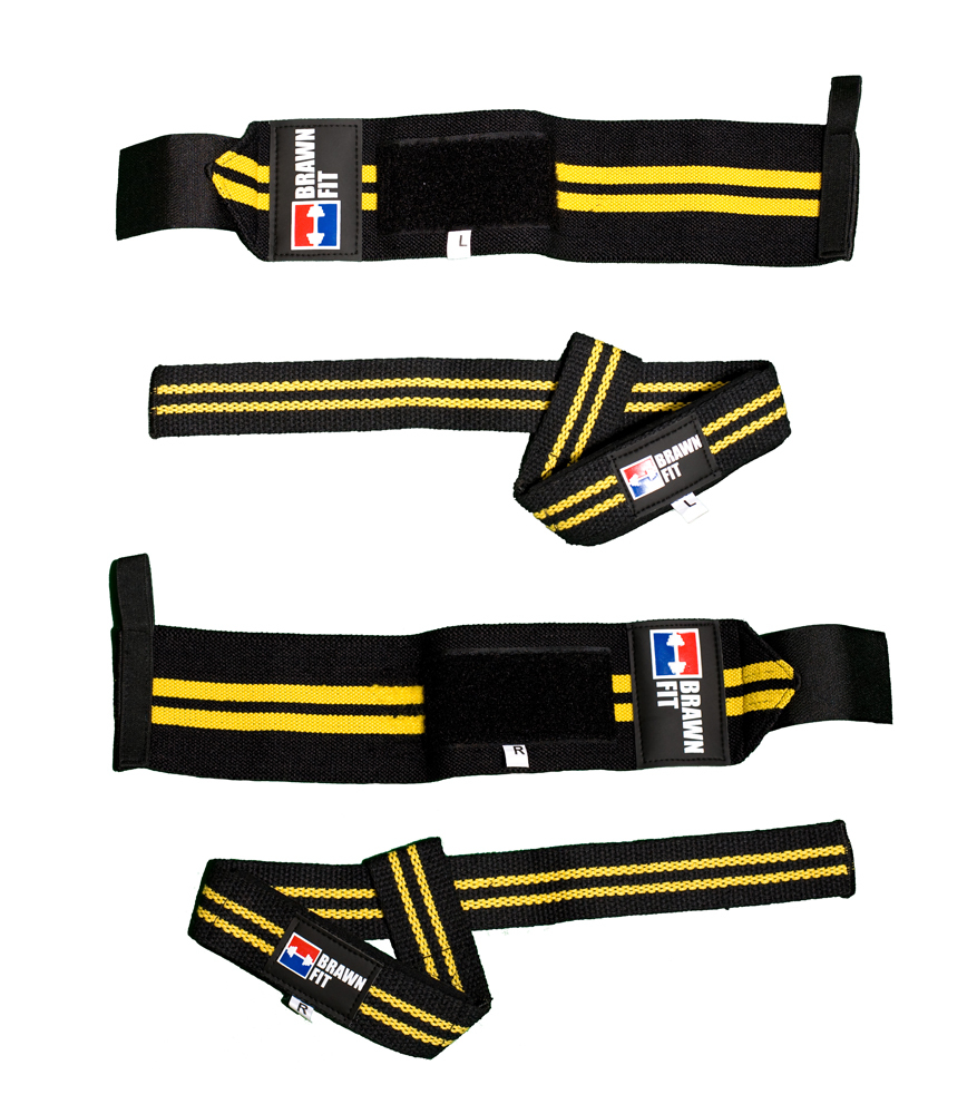 Wrist Wraps 1 Pair + Lifting Straps 1 Pair Bundle Weightlifting Powerlifting