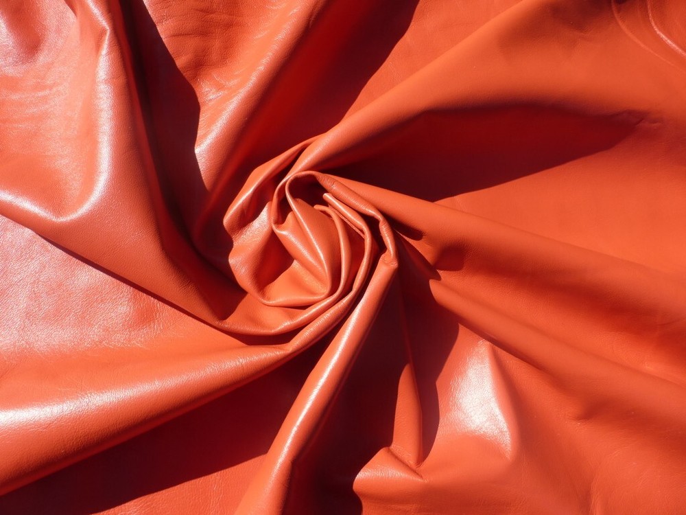 lambskin leather hide Large-XL True Orange drapey soft smooth finish