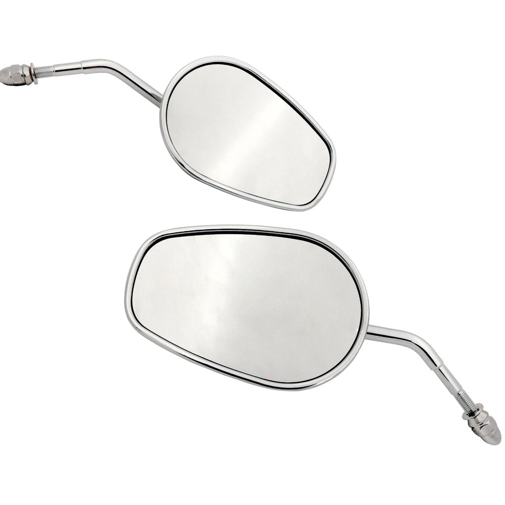 Chrome Custom Rear View Mirrors Ellipse For 1982- Harley Models Use 5/16” bolt