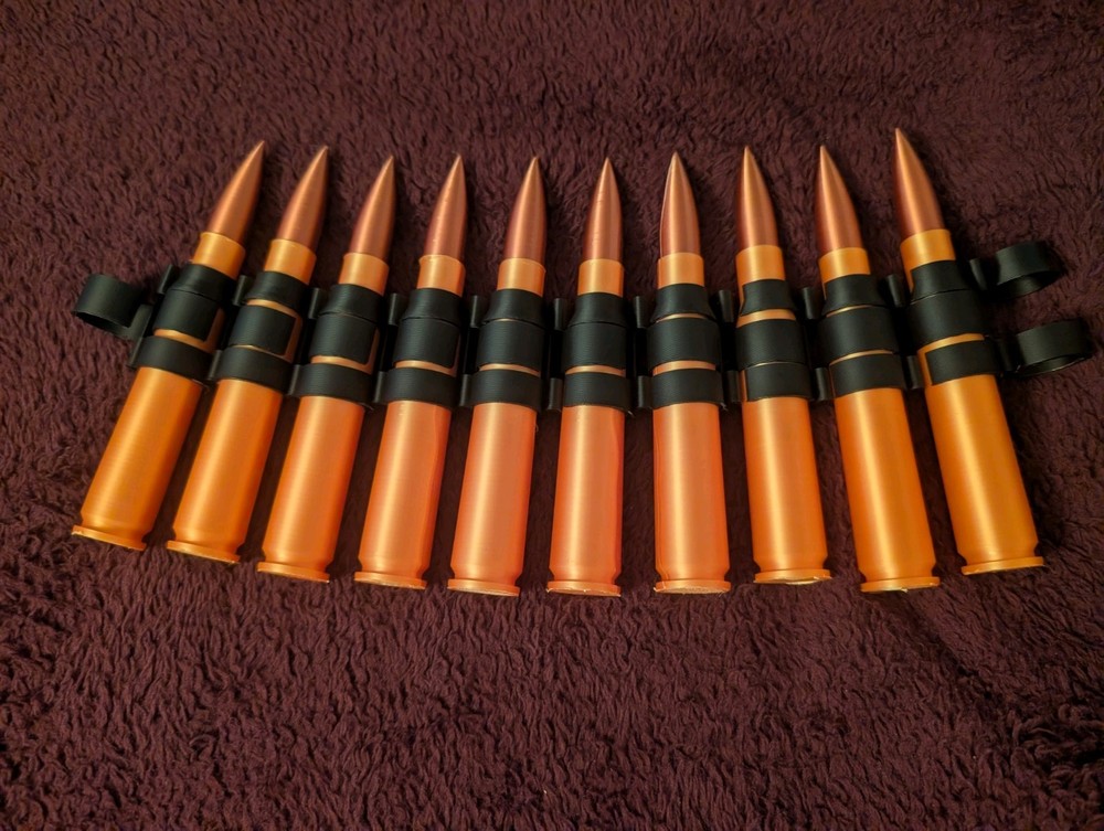 50 Caliber Ammo Belt Prop Bullet Set 3D Printed