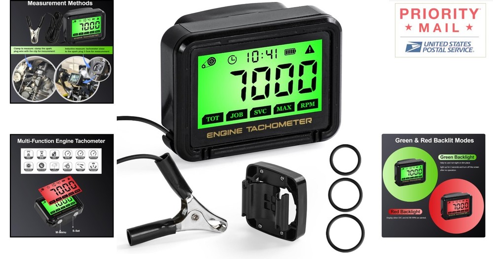 Multifunctional Digital Tachometer with Clip - Ideal for Chainsaws & Mowers