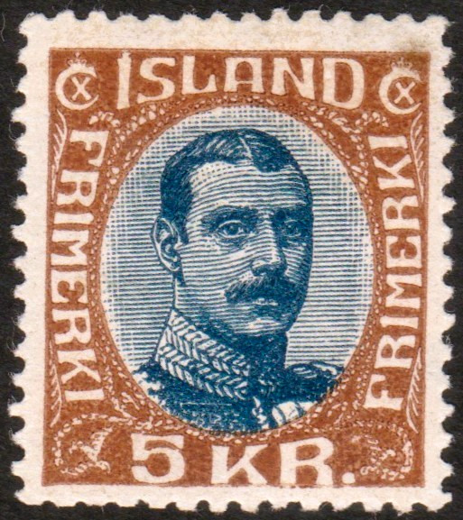 Iceland 1920 Christian X 5Kr # 128 MLH