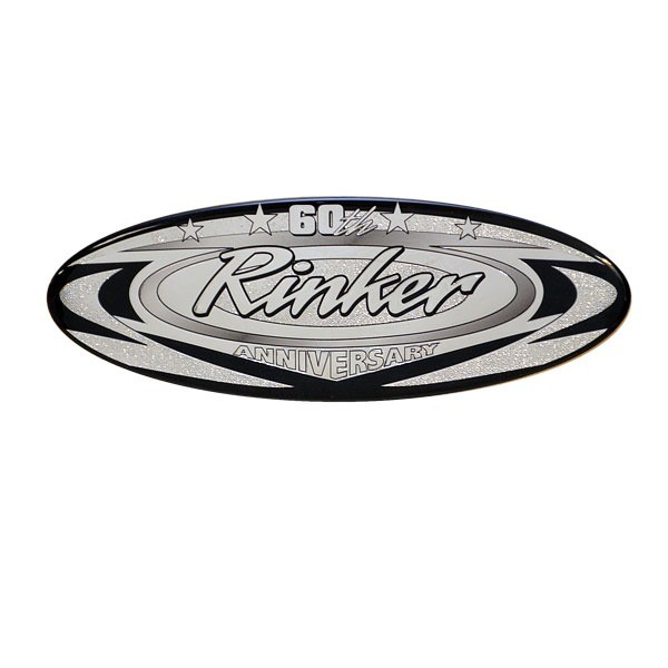 Rinker Boat Raised Emblem Decal | 60th Anniversary Silver / Black