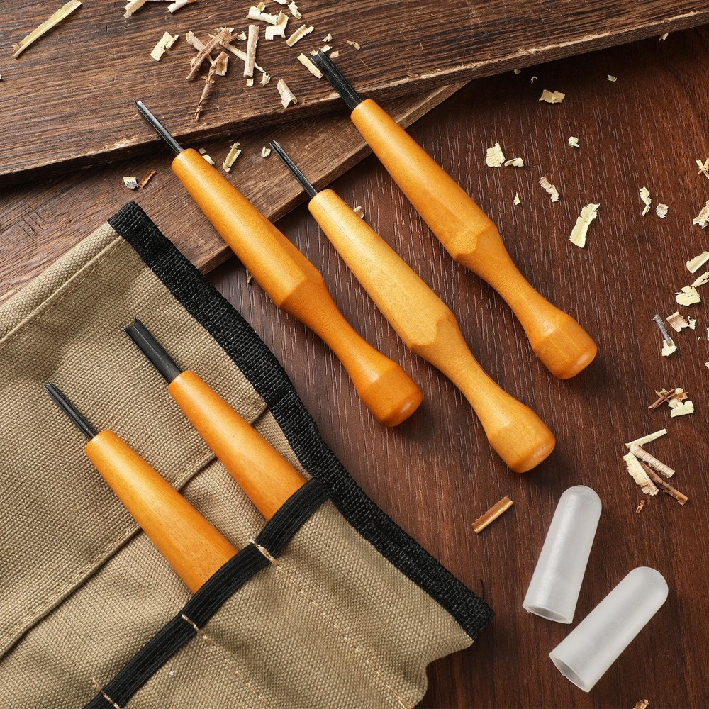 WILLBOND 5 Pcs Linocut Carving Tools Set - Triangular Linoleum Wood Carving
