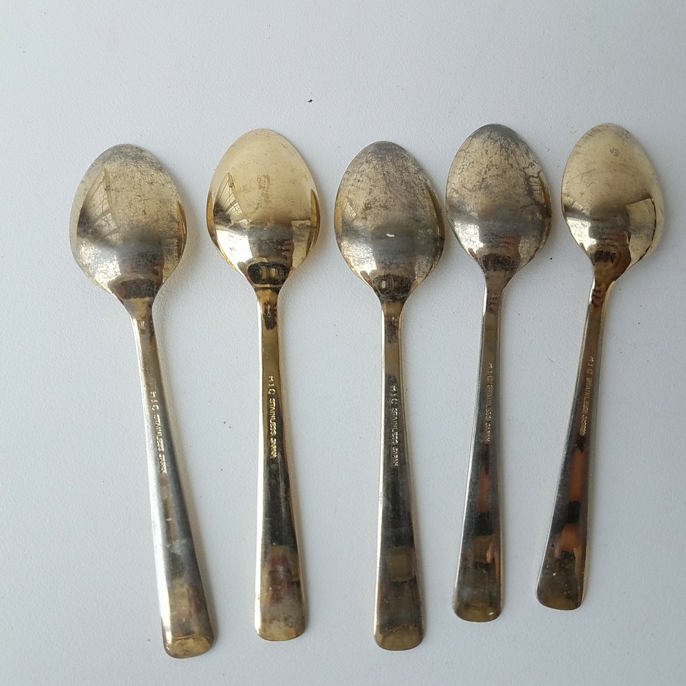 HIC Gold Plated Stainless Spoons 5-Pieces