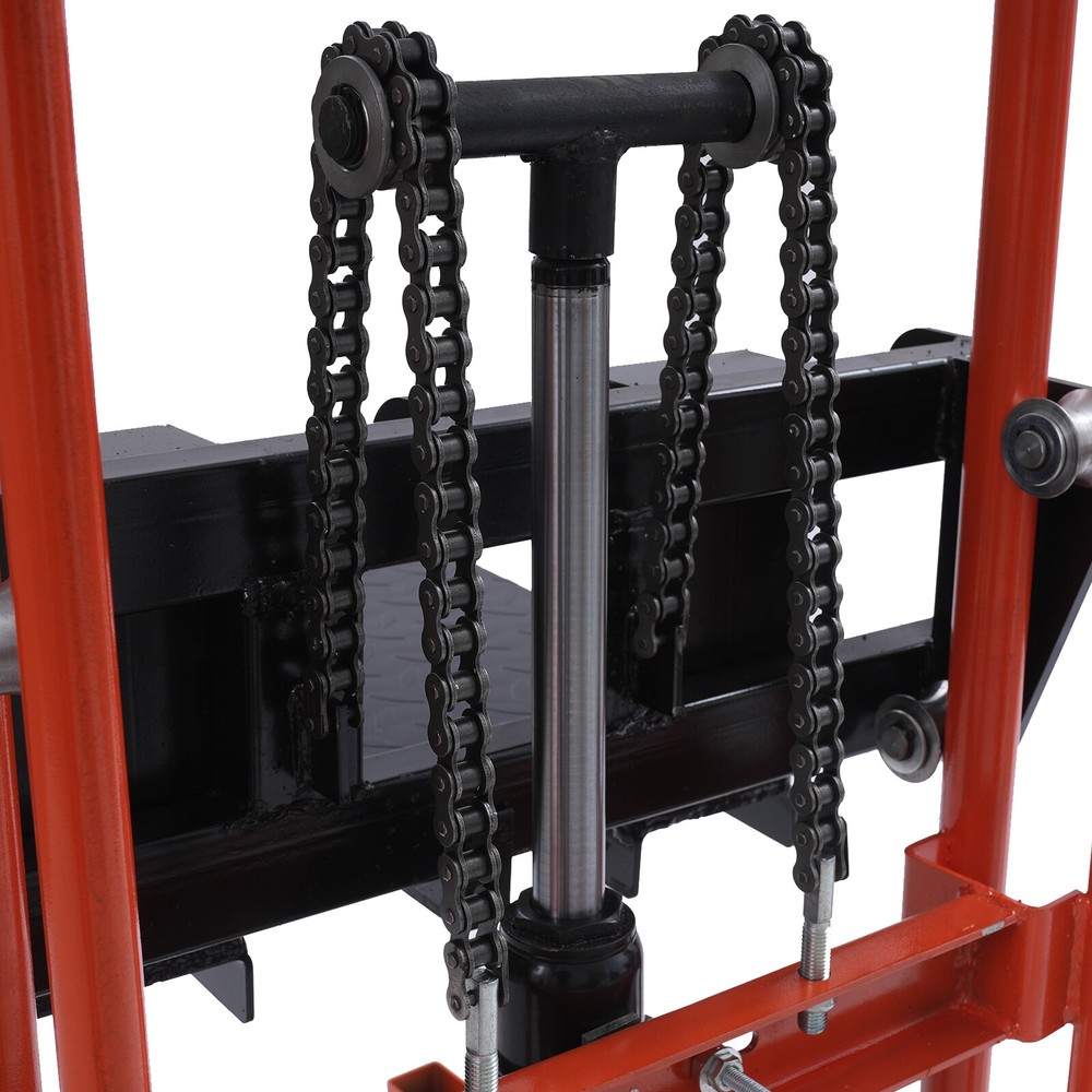 Hydraulic Material Lift 577lbs. Winch Stacker Adjustable Hight Pallet Dolly Lift