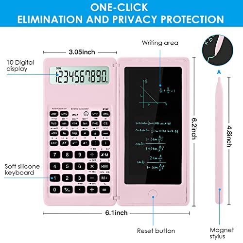 Scientific Calculators for Students, 10-Digit Large Screen, Math Pink