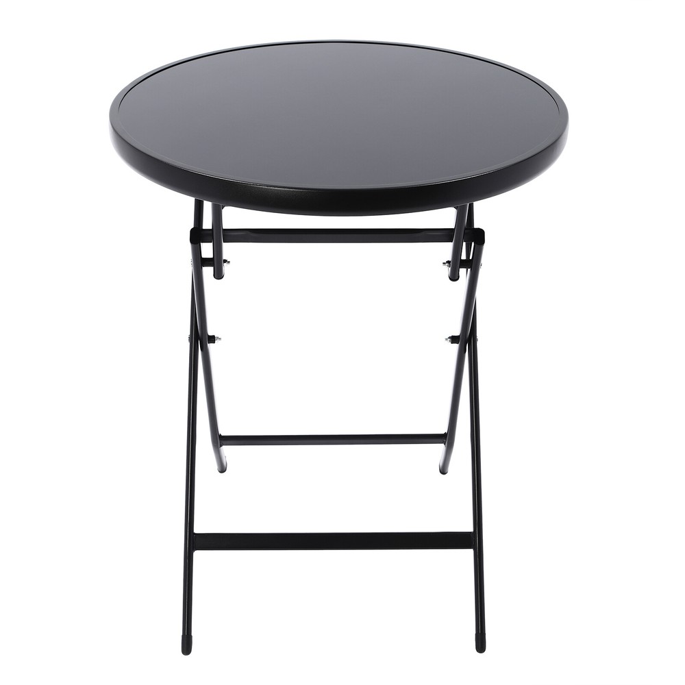 Patio Glass Coffee Table Side Table Round Patio Backyard Garden Balcony Table