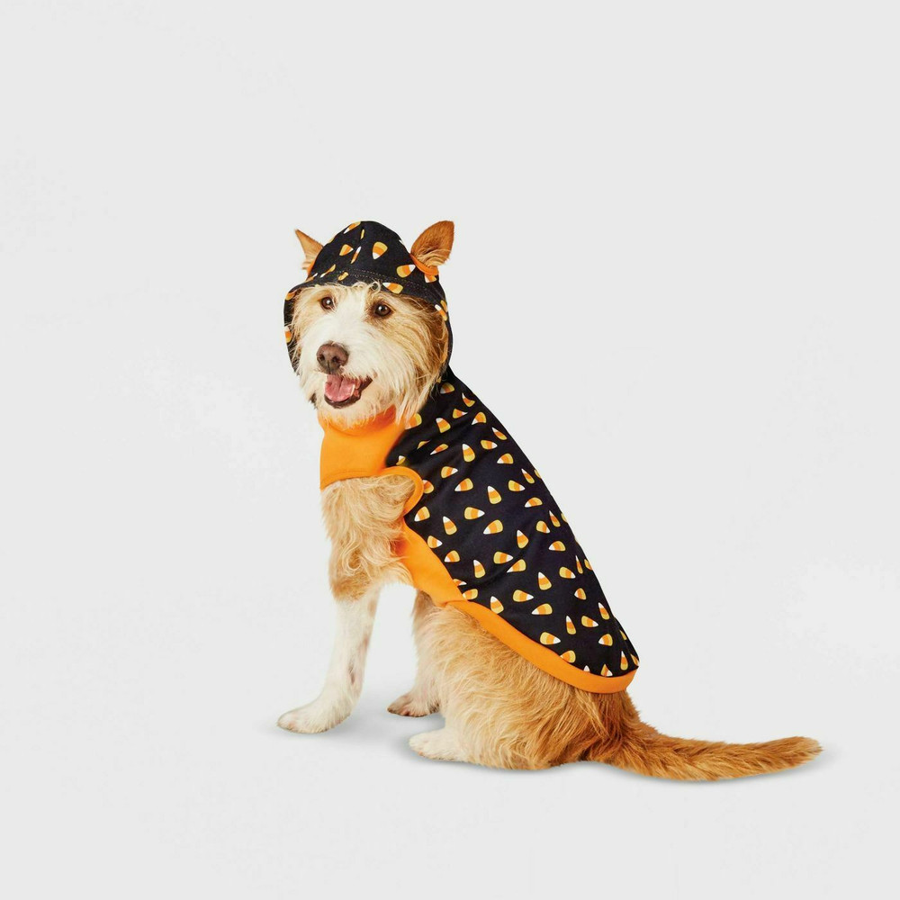 Hyde and Eek Boutique Halloween Orange Candy Corn Pattern Pet Hoodie Size Large