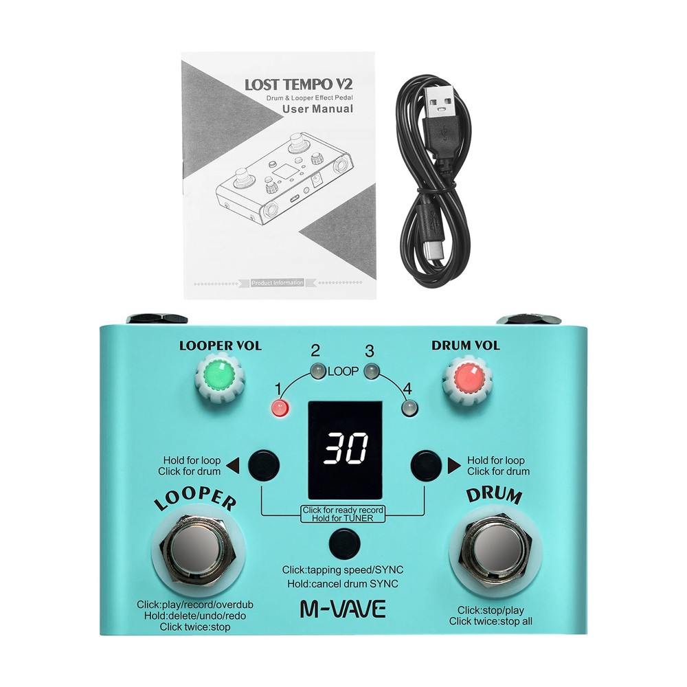 Guitar Effect Pedal Drum Looper Effector 30Drum 11Mins Looper RecodingTime Tuner