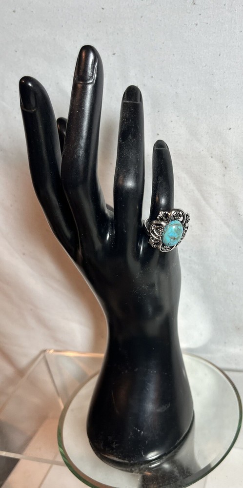 Vintage Flower Moon Silver Ring Size 6