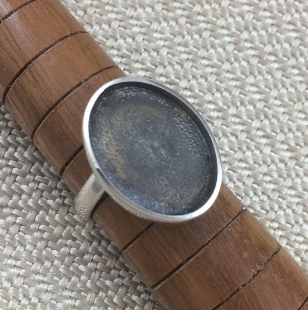 Sterling Silver Ring Blank 15 x 20 mm Oval Bezel Cabochon Adjustable Finding