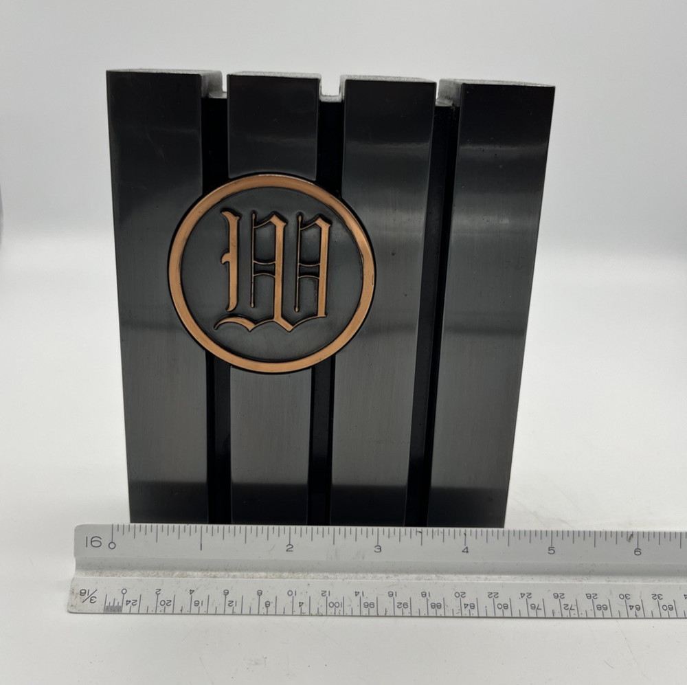 Vintage Old Rubbed Bronze Bookends Initial Letter W
