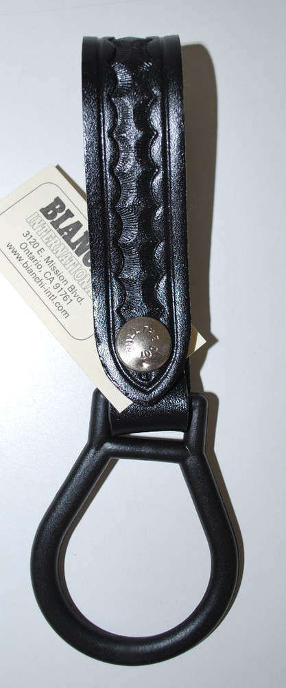 Bianchi Flashlight Holder, Basket Weave, Black Leather, D-Cell