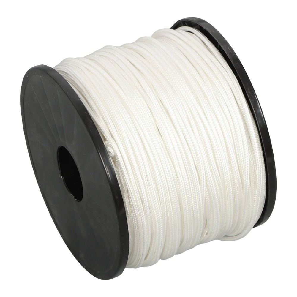 1/8" × 500' White Nylon Rope Sturdy Spool Solid Braid Rope Abrasion Resistance