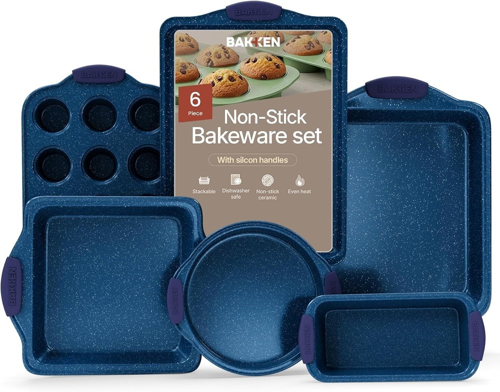 BAKKEN Kitchen Baking Pan Set - Nonstick Coating, Carbon Steel Bakeware Sets ...