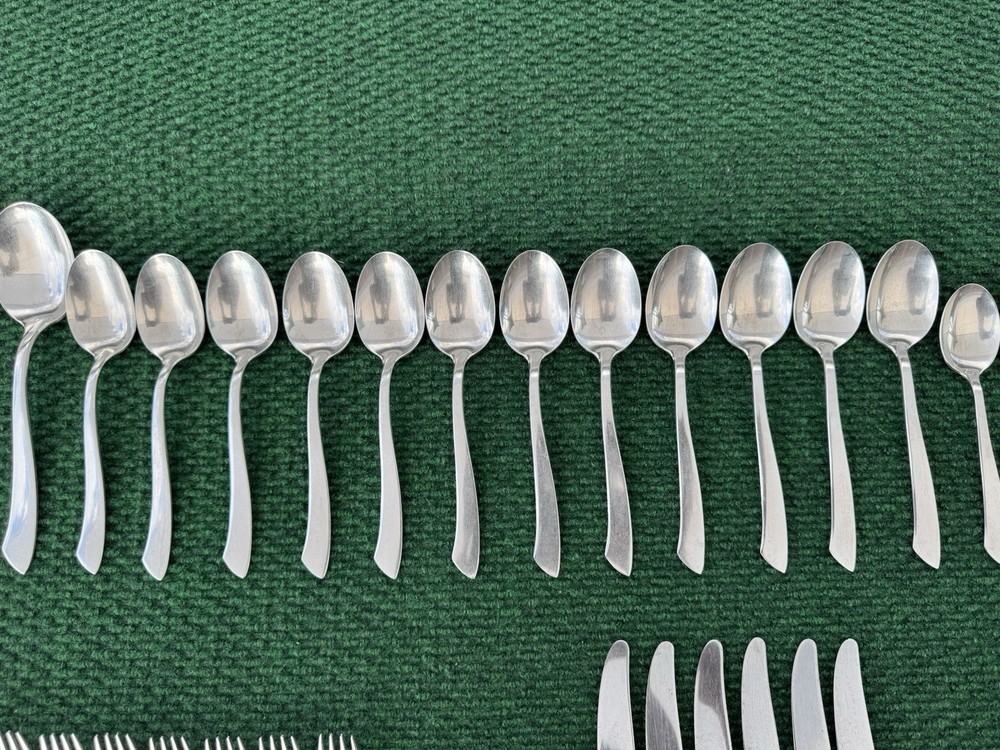 Nancy Prentiss NPS2 Stainless Curved Handle Satin Silverware Flatware 66 Pieces