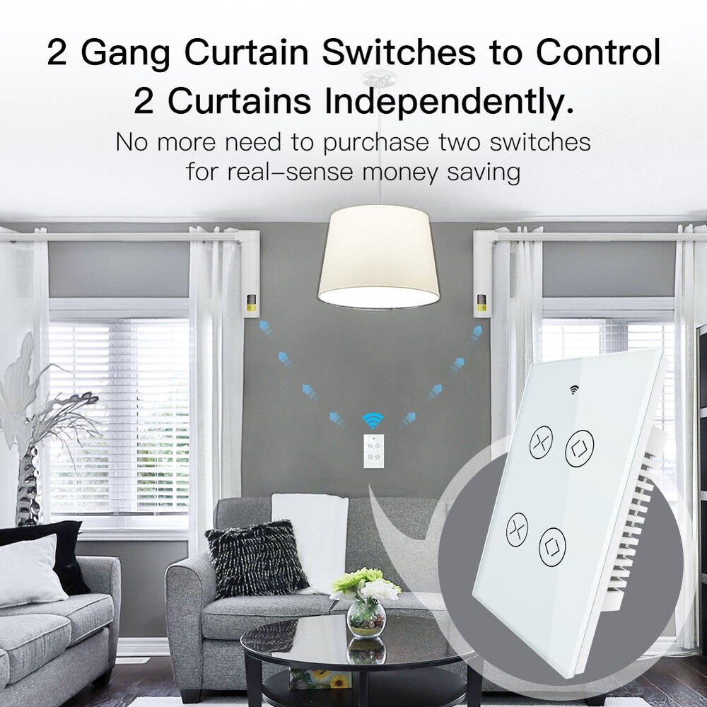 MOES 2Gang WiFi RF Smart Curtain Switch Roller Blinds Shutter Timer Alexa Google