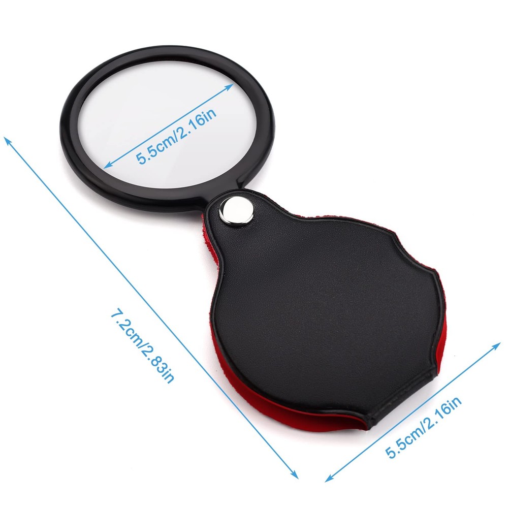 5 Pack 10X Magnifying Glasses Pocket Folding Magnifier with Rotating Holster