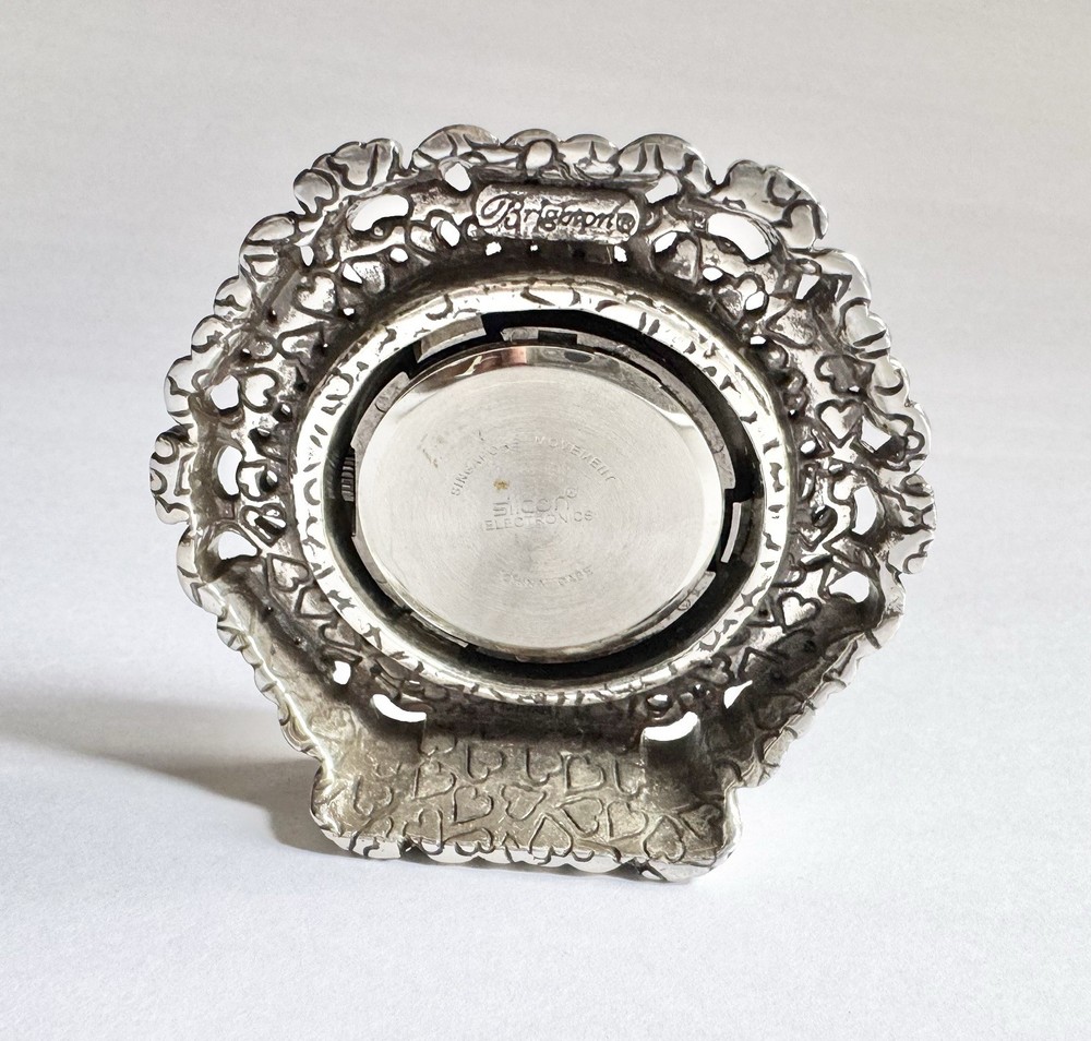 Brighton Silver Filigree Desk Clock Silcon Electronics