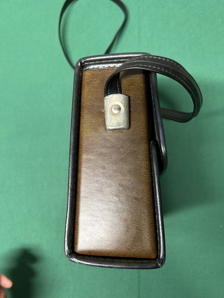 Vintage BUSHNELL Rigid Leather Binoculars Hardcase w/ Push-Button Clasp + Strap