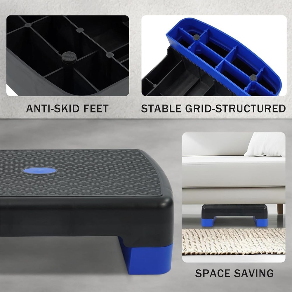 Aerobic Step Platform Trainer with Adjustable 2-Level Risers, 400 Pound Weigh...