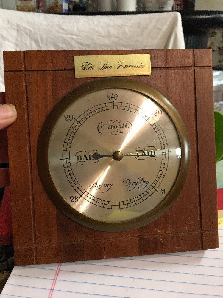 vintage changeable thin line barometer solid Walnut wood