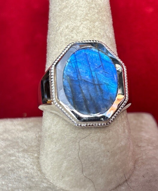 mens sterling silver ring Size 8 Labradorite