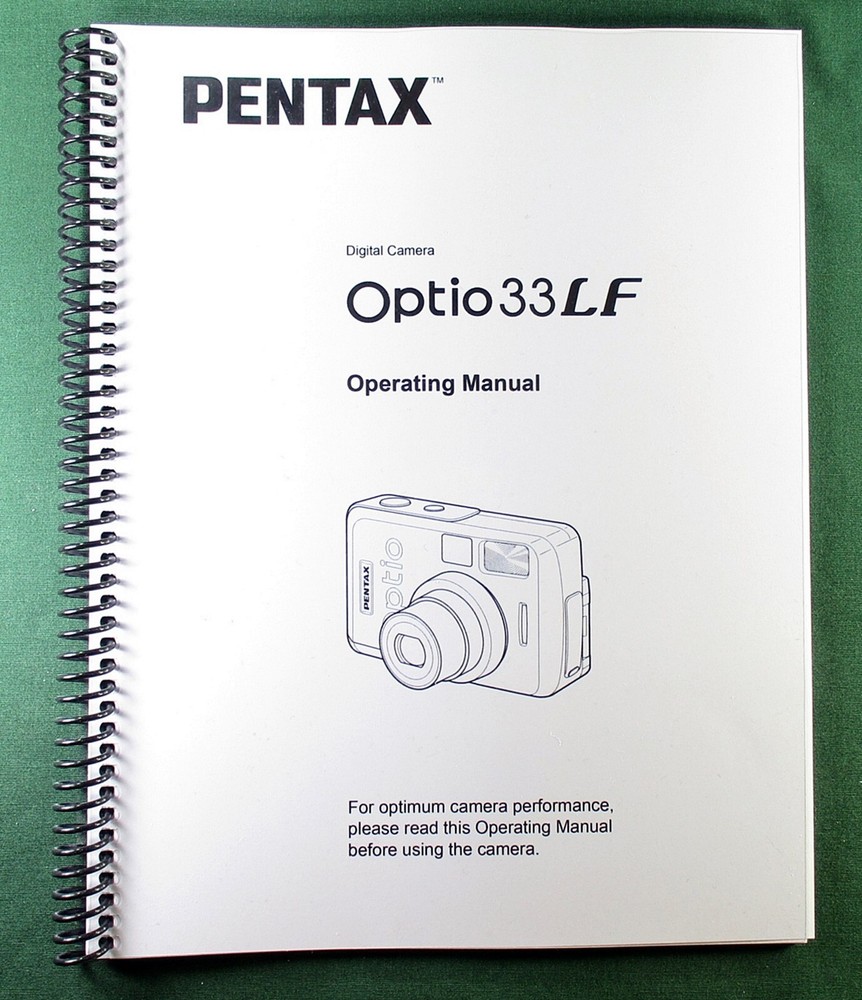 Ricoh Optio 33LF OPerating Manual: 106 Pages & Protective Covers!