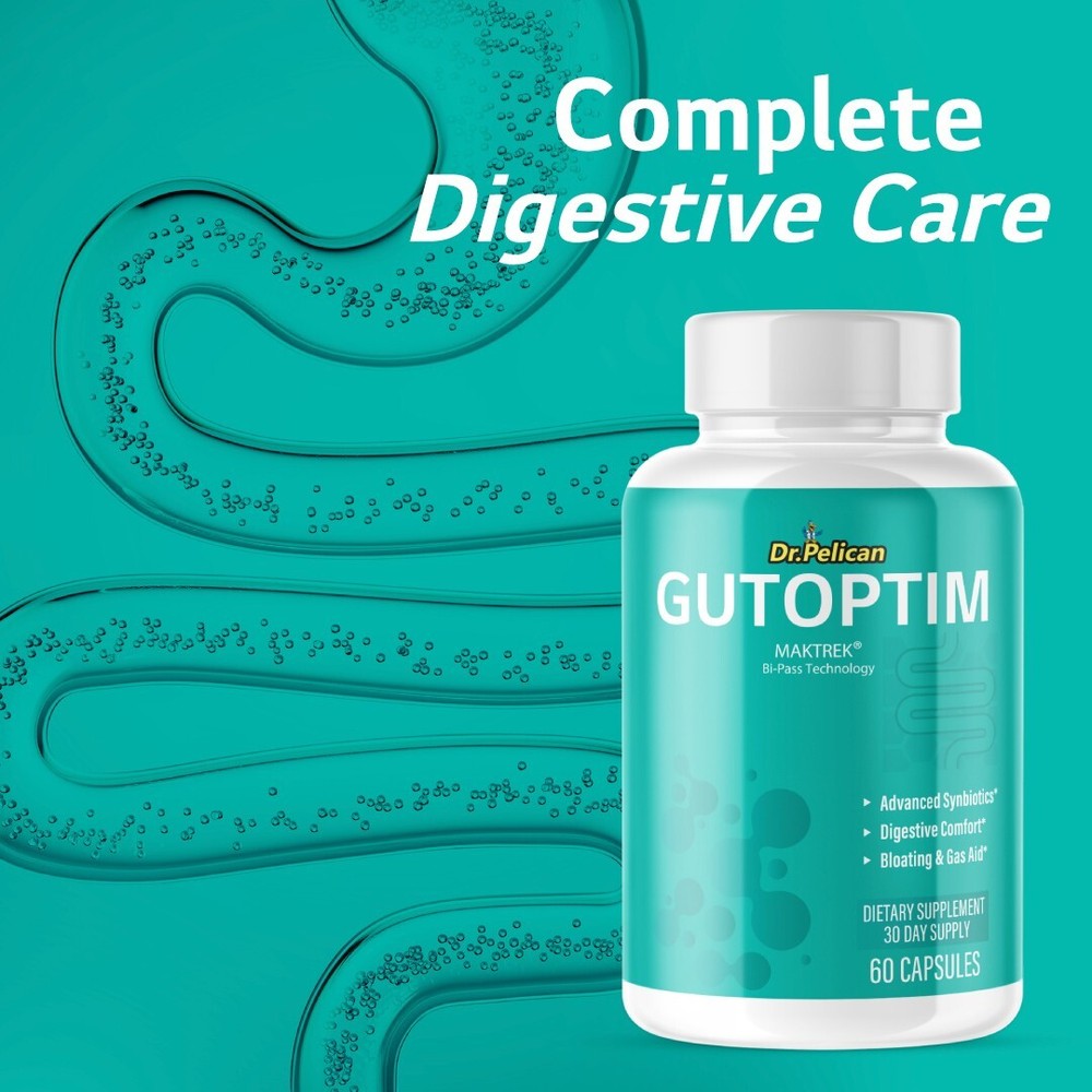 Gutoptim- Digestive Support- 5 Bottles- 300 Capsules