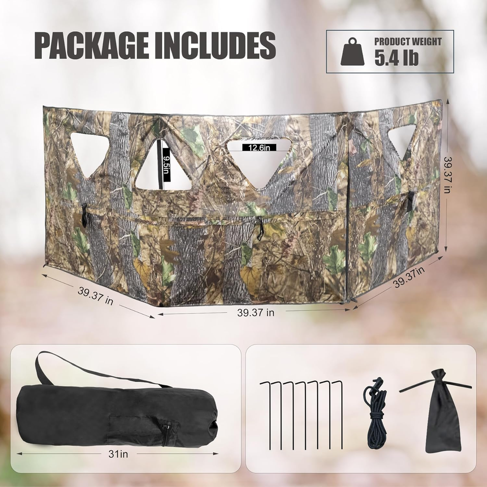 Hunting Blind See through Ground Blind Portable Three-Panel Hunting Ground Blind