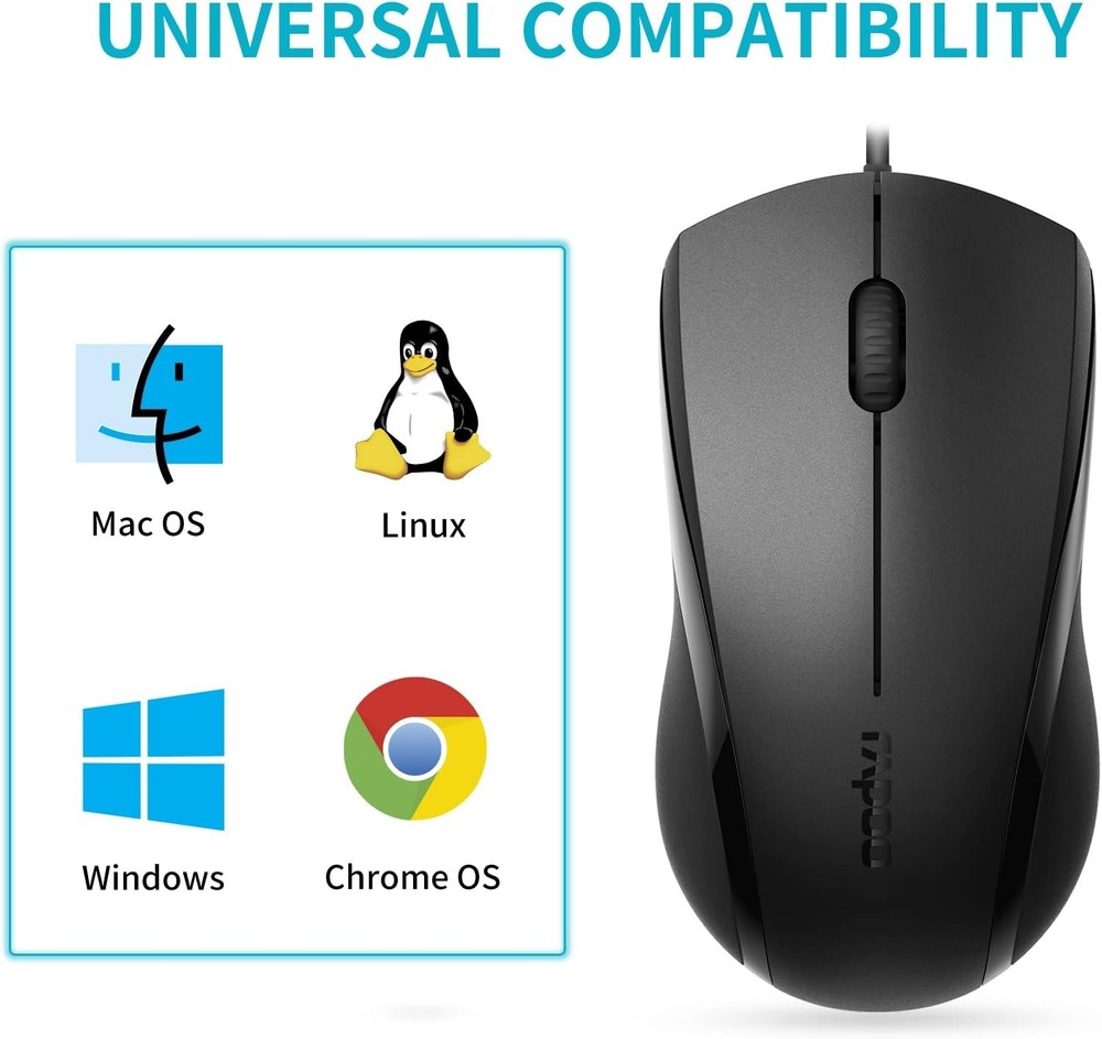 Silent Optical Computer Mouse for Chromebook Notebook PC USB Black UltraSoftX2