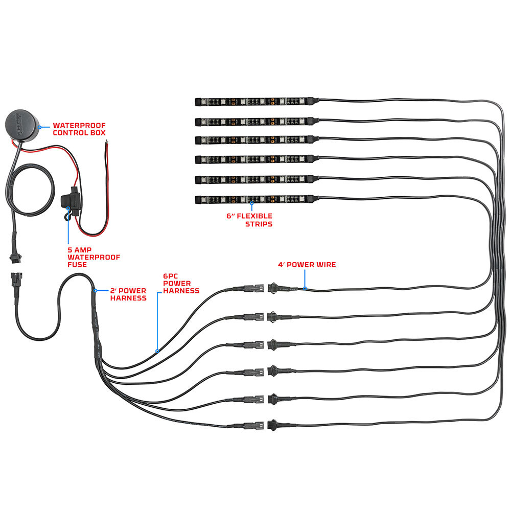LEDGlow 6pc Advanced Blue LED Flexible Motorcycle Accent Neon Engine Light Kit