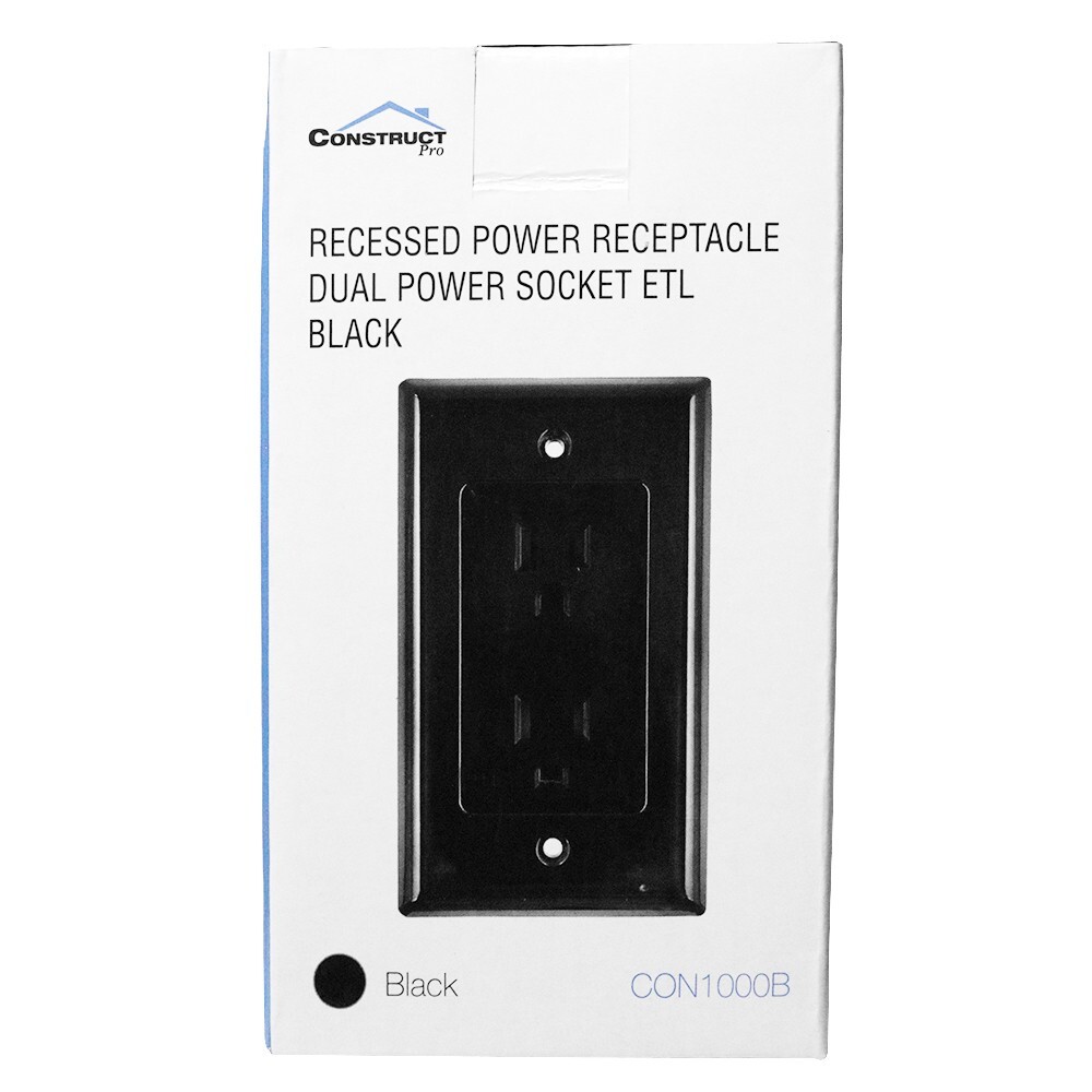 *OPEN BOX* Construct Pro Single Gang Recessed Dual Power Outlet (ETL Listed)