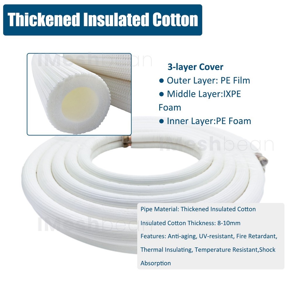 25FT 1/4"x3/8" Insulated Copper Ductless Mini Split Line Set w/25FT Control Wire