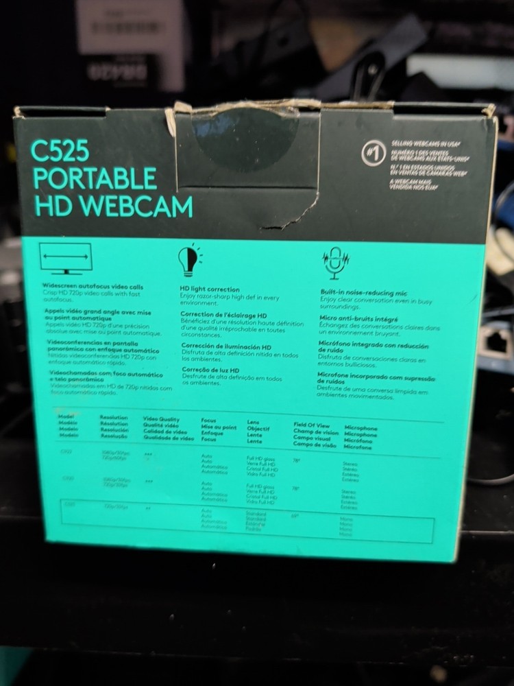 Logitech C525 HD 720P Webcam New Open Box