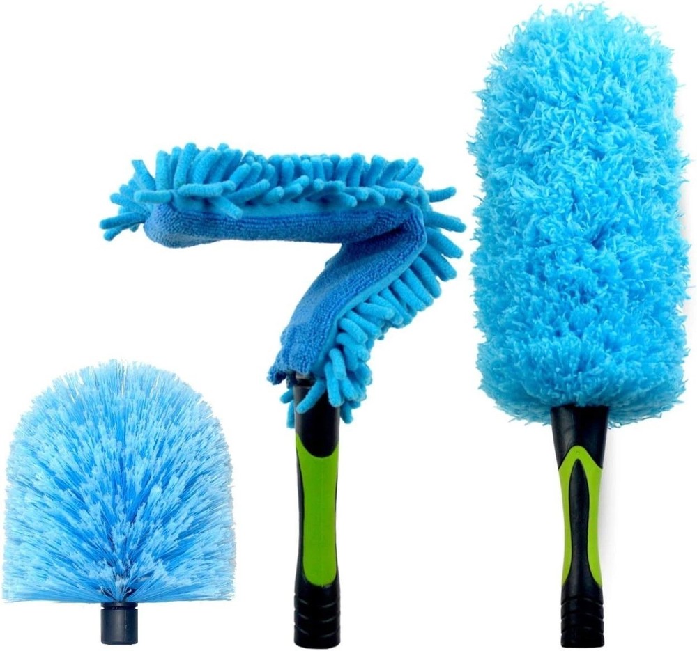 Duster 3-Pack | Hand-Packaged Cobweb Duster, Microfiber Feather Duster, Flexi...