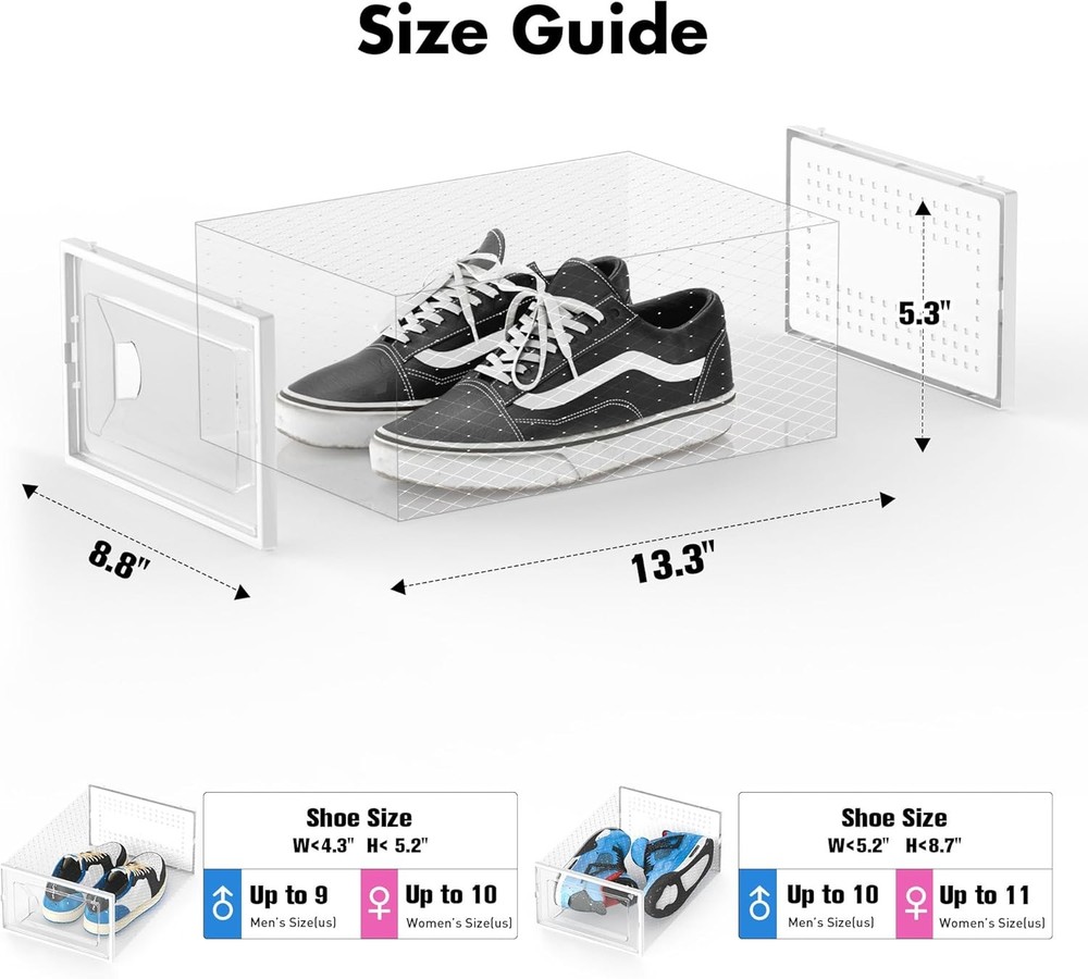 Shoe Storage Box, 15 Pack Clear Plastic Stackable Shoe Organizer for Closet