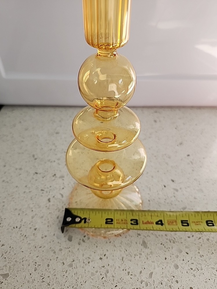 Orange Glass Candle Holder Bubbles