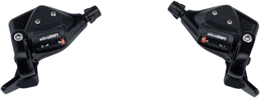 microSHIFT TS71 Thumb Tap Shifter Set, 9-Speed, Triple, Optical Gear Indicator,