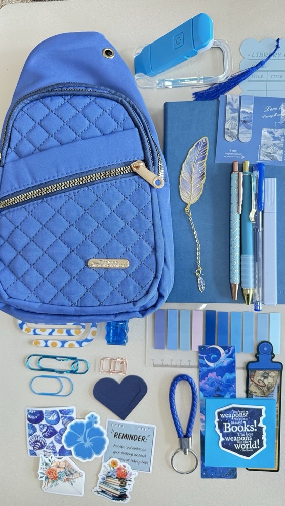 Blue Bookish Gift Set Journal Kit Aesthetic Stationery Bundle Reader Gift